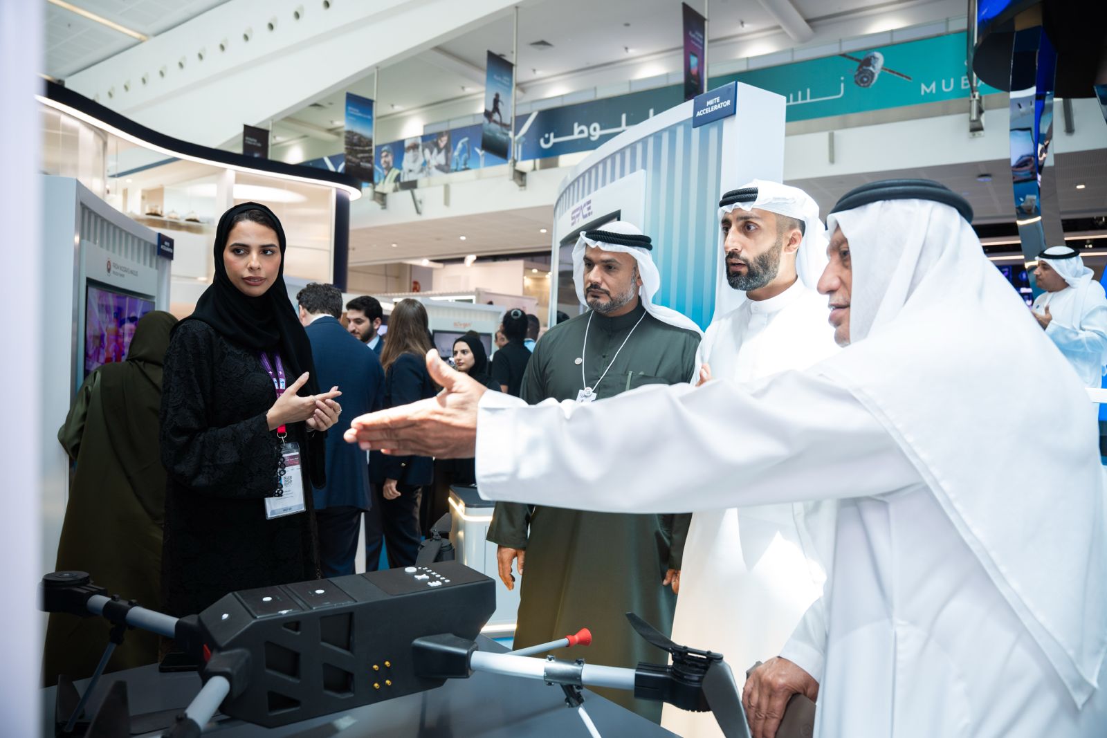UAE officials being briefed on the EXO Drones firefighting platform at the MIITE Accelerator